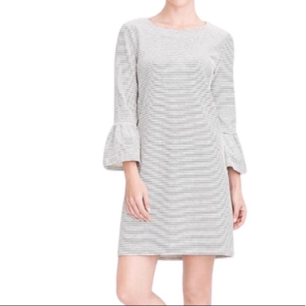J. Crew striped dress ruffle sleeve above knee